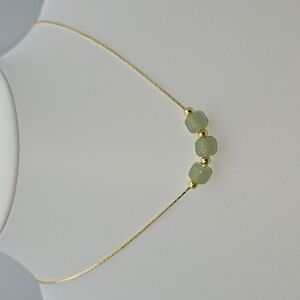 Green Prestolite Tranquility Jewelry – Sterling Silver Base - Gold-Plated